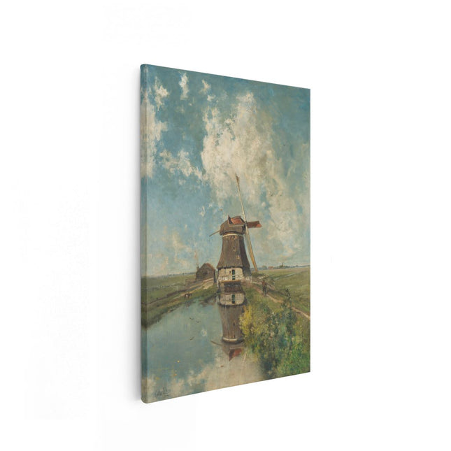 Canvas schilderij vooraanzicht Een Molen aan een Poldervaart - In de Maand Juli - Constant Gabriël