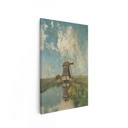Canvas schilderij vooraanzicht Een Molen aan een Poldervaart - In de Maand Juli - Constant Gabriël