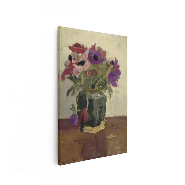 Canvas schilderij vooraanzicht Gemberpot met Anemonen - George Hendrik Breitner