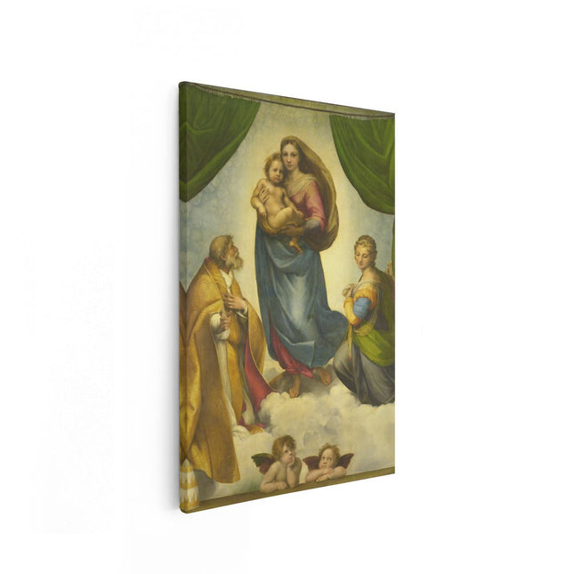 Canvas schilderij vooraanzicht Sixtijnse Madonna - Rafaël