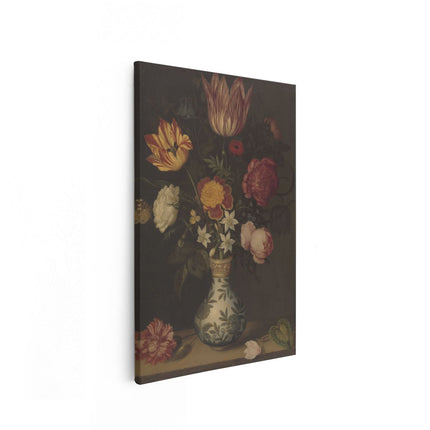 Canvas schilderij vooraanzicht Stilleven met Bloemen in een Wan-li Vaas - Ambrosius Bosschaert