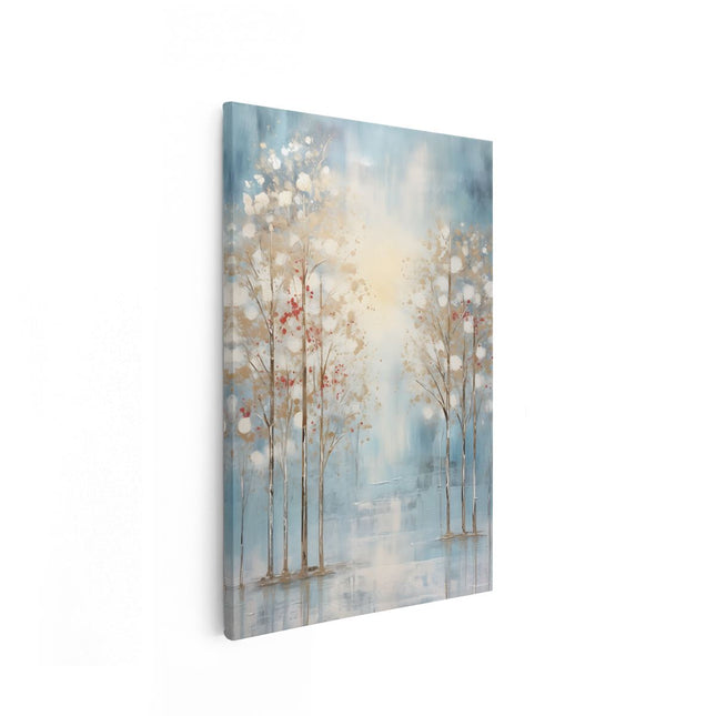 Canvas schilderij vooraanzicht Wintersbos - Olieverf Tekening
