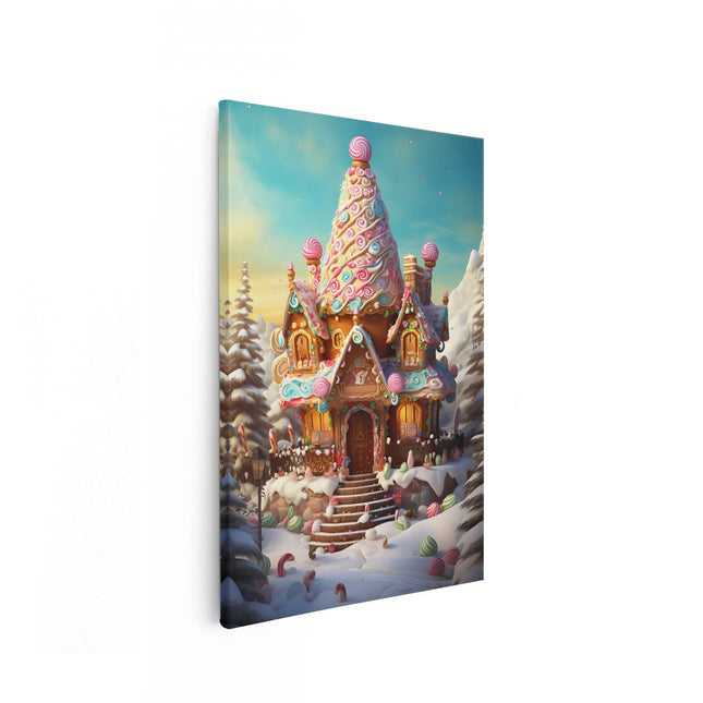 Canvas schilderij vooraanzicht Peperkoekhuis - Kerstmis