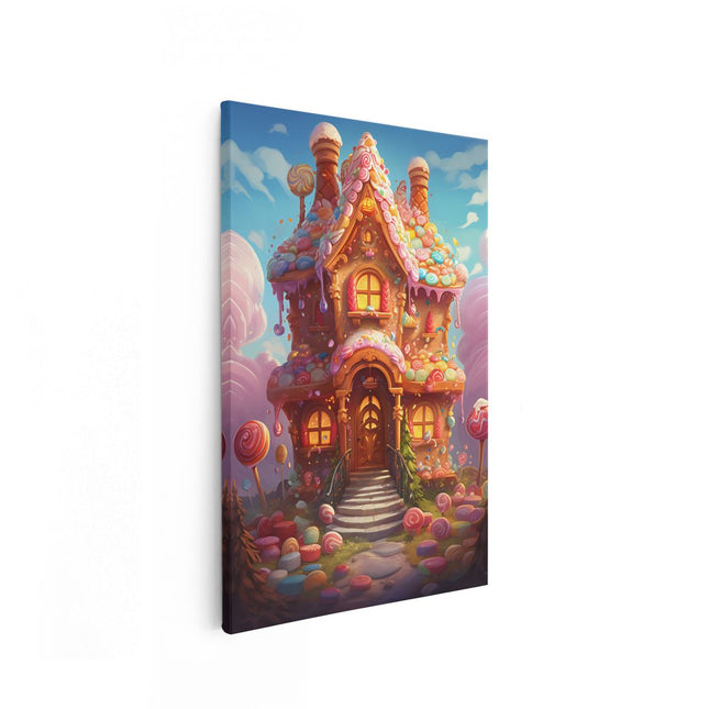 Canvas schilderij vooraanzicht Peperkoekhuis - Kerstmis - Kerst