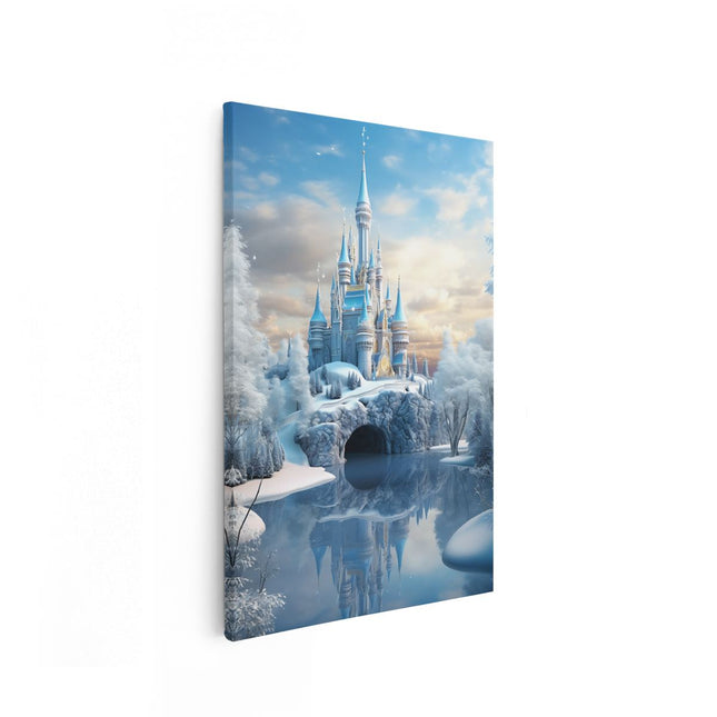 Canvas schilderij vooraanzicht IJskasteel in de Winter