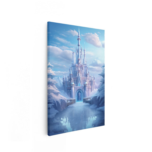 Canvas schilderij vooraanzicht IJskasteel in de Winter
