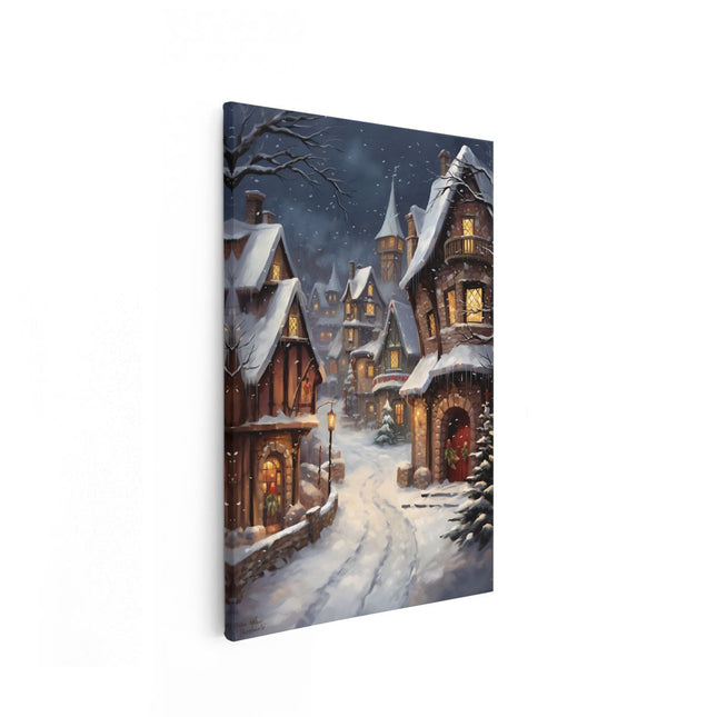 Canvas schilderij vooraanzicht Winter Kerst Stad