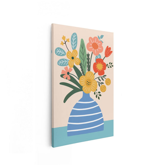 Canvas schilderij vooraanzicht Vaas met Bloemen - Abstract