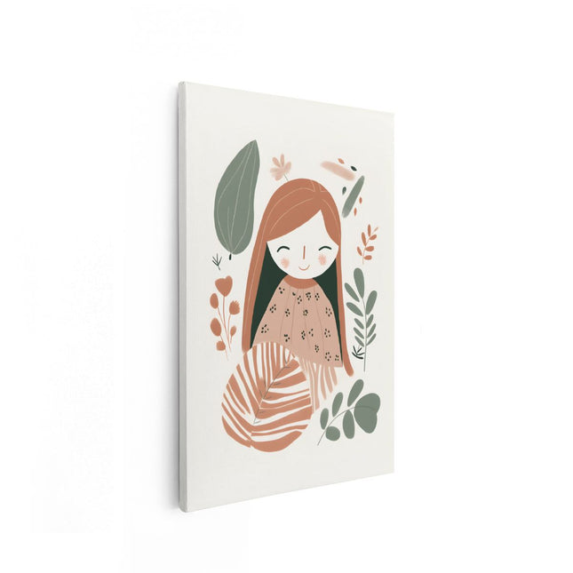 Canvas schilderij vooraanzicht Blij Meisje met Planten