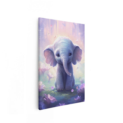 Canvas schilderij vooraanzicht Baby Olifant in Magie