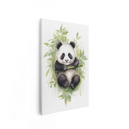 Canvas schilderij vooraanzicht Baby Panda op Olieverf