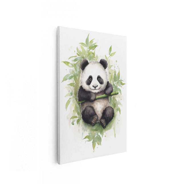 Canvas schilderij vooraanzicht Baby Panda op Olieverf