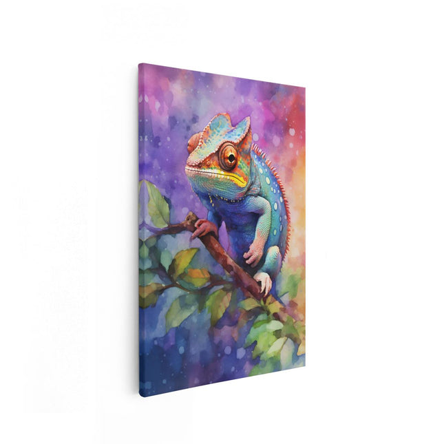 Canvas schilderij vooraanzicht Kleurrijke Kameleon