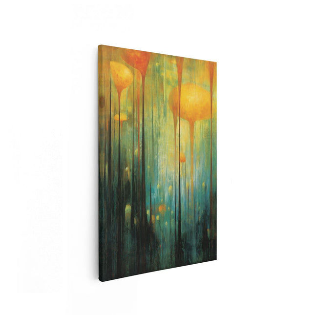 Canvas schilderij vooraanzicht Abstracte Kunst - Enorme Paddenstoelen