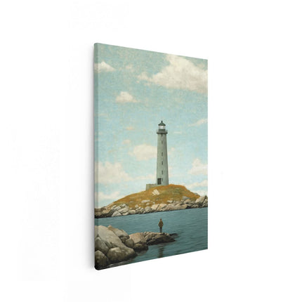 Canvas schilderij vooraanzicht Man kijkt naar een Vuurtoren