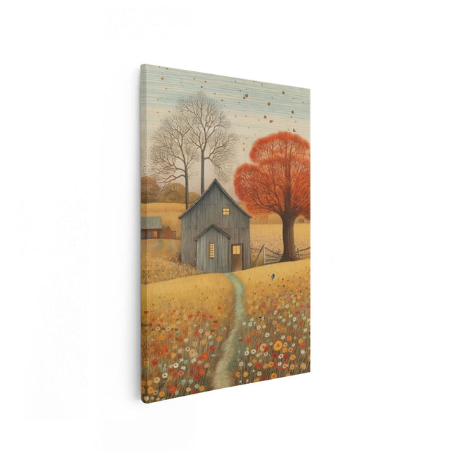 Canvas schilderij vooraanzicht Vintage Schuurhuis