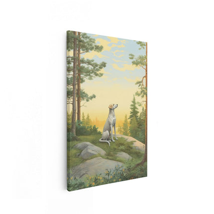 Canvas schilderij vooraanzicht Hond in het Bos