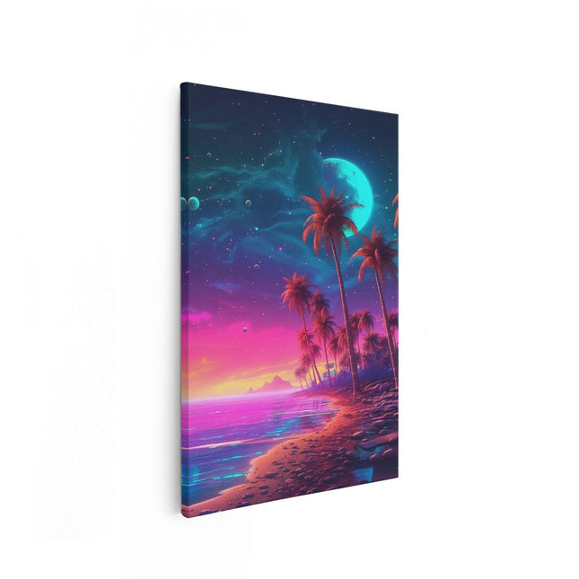 Canvas schilderij vooraanzicht Strand met Palbomen - Magie - Kunst