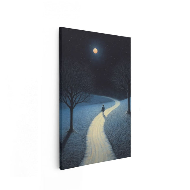 Canvas schilderij vooraanzicht Het Donkere Pad bij Volle Maan