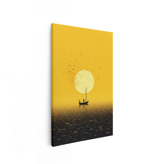 Canvas schilderij vooraanzicht Zeilboot bij Zonsopkomst - Abstract