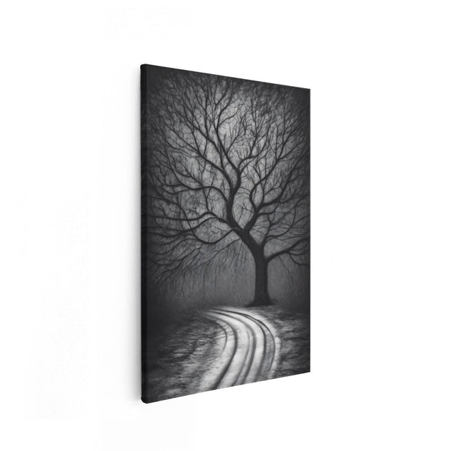 Canvas schilderij vooraanzicht Boom in het Duisternis