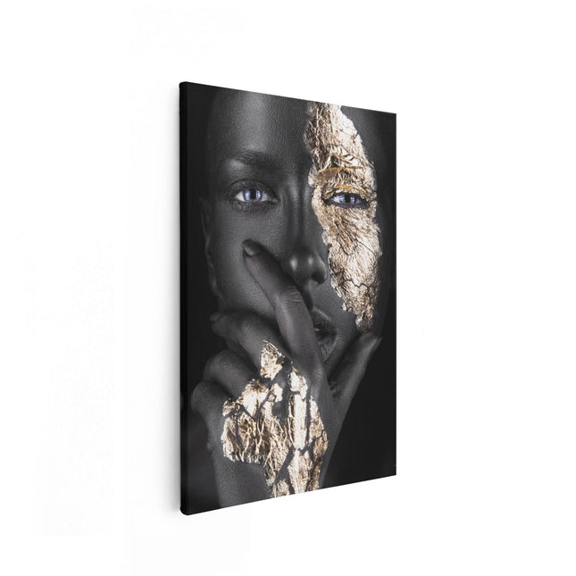 Canvas schilderij vooraanzicht Gouden Vrouw Gezicht