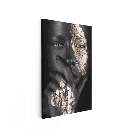 Canvas schilderij vooraanzicht Gouden Vrouw Gezicht