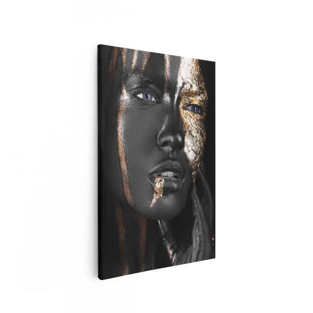 Canvas schilderij vooraanzicht Gouden Vrouw Gezicht