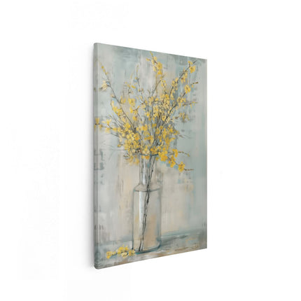 Canvas schilderij vooraanzicht Gele Bloemen in een Vaas