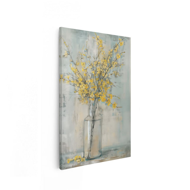 Canvas schilderij vooraanzicht Gele Bloemen in een Vaas