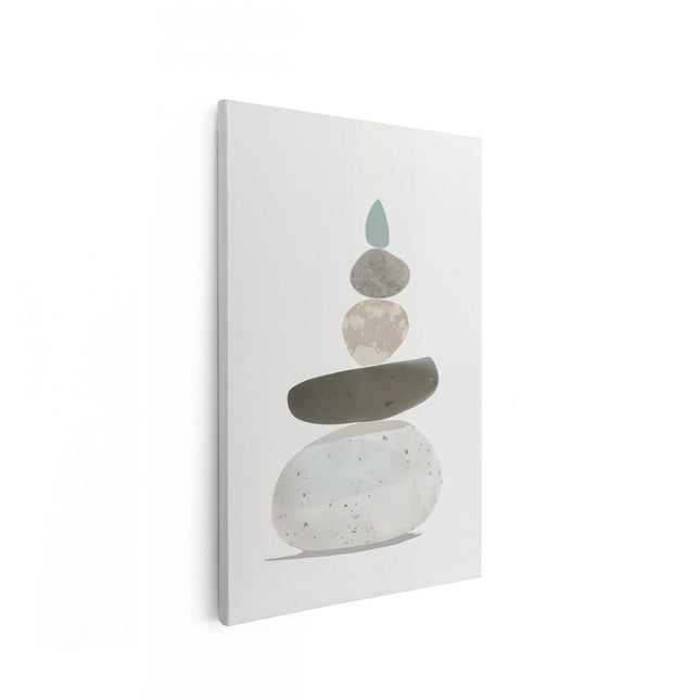 Canvas schilderij vooraanzicht Stapel Stenen op een Witte Achtergrond