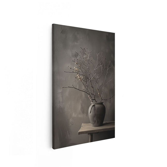 Canvas schilderij vooraanzicht Vaas op een Tafel