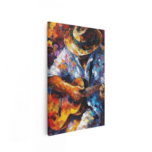 Canvas schilderij vooraanzicht Man een Akoestische Gitaar Spelen