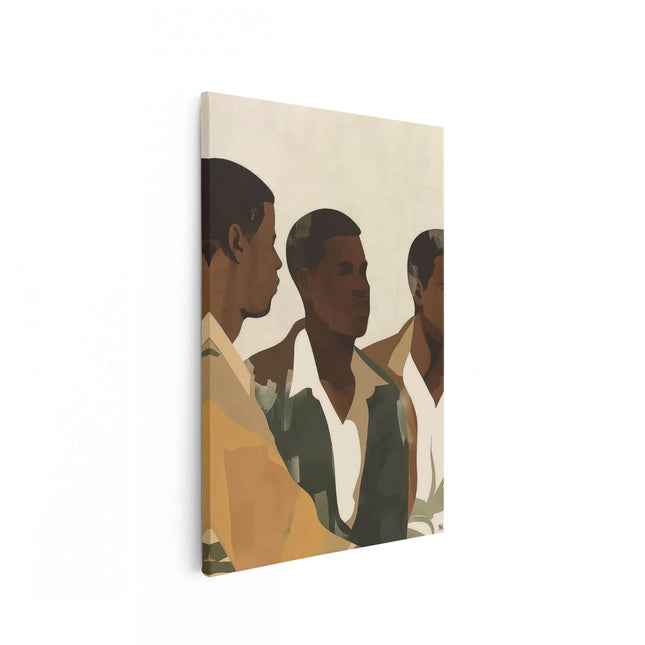 Canvas schilderij vooraanzicht Groep Jonge Mannen die bij Elkaar Staan