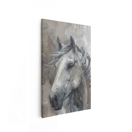 Canvas schilderij vooraanzicht Kunstwerk van een Wit Paard