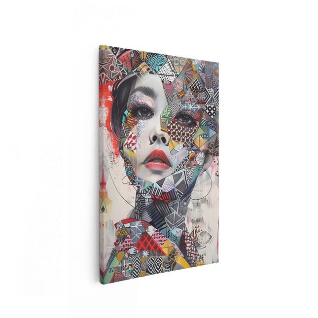 Canvas schilderij vooraanzicht Abstract Kunstwerk van het Gezicht van een Vrouw