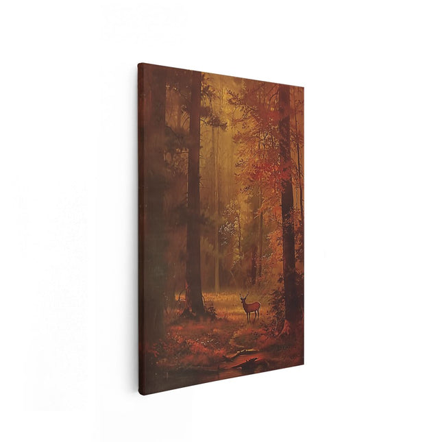 Canvas schilderij vooraanzicht Herten in een Bos