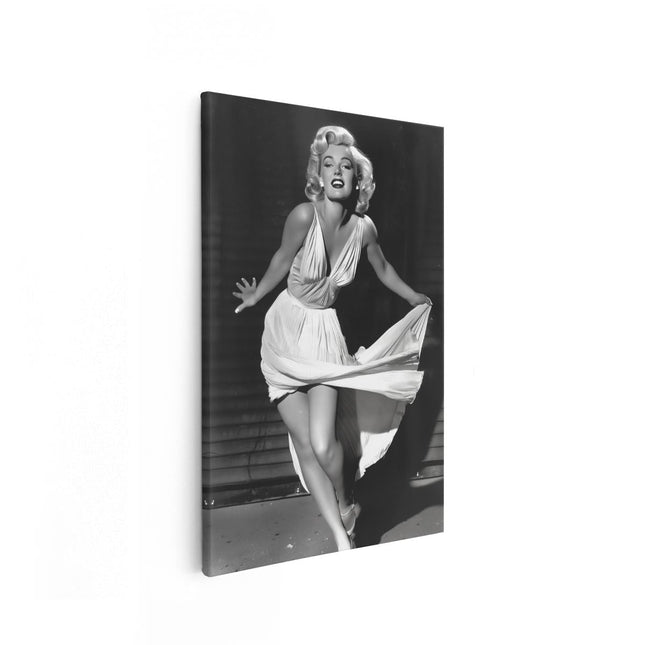 Canvas schilderij vooraanzicht Marilyn Monroe in een Witte Jurk