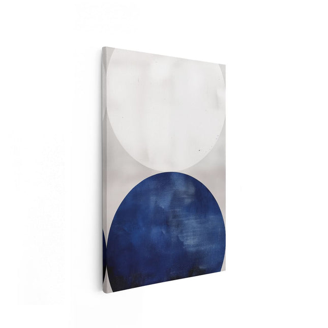 Canvas schilderij vooraanzicht Blauw en Wit Kunstwerk op een Witte Achtergrond
