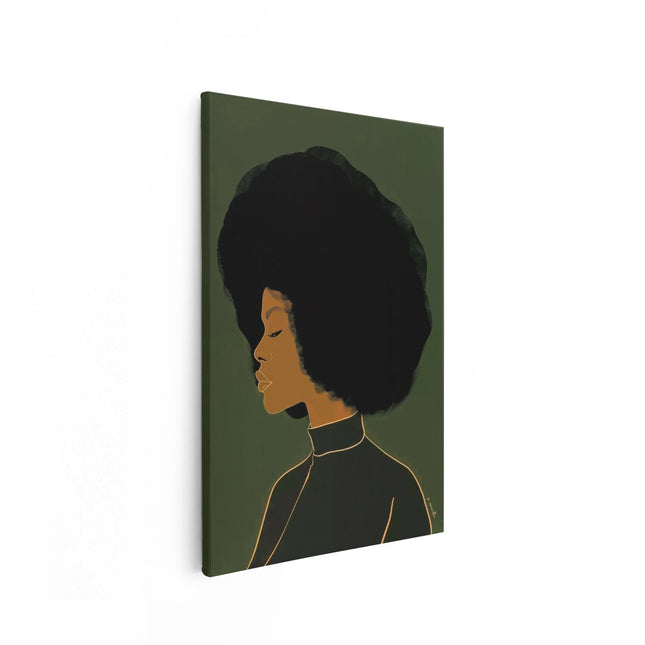 Canvas schilderij vooraanzicht Vrouw met een Afro