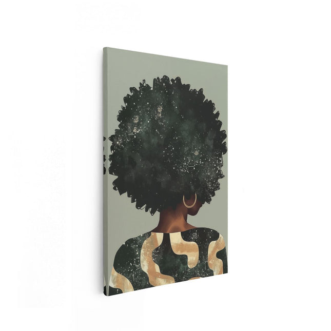 Canvas schilderij vooraanzicht Illustratie van een Vrouw met een Afro