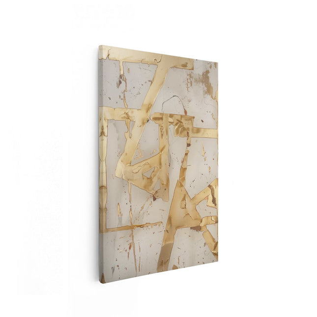 Canvas schilderij vooraanzicht Gouden Kunstwerk aan de Muur