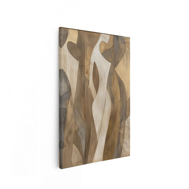 Canvas schilderij vooraanzicht Kunstwerk van een Vrouw in Bruin en Beige