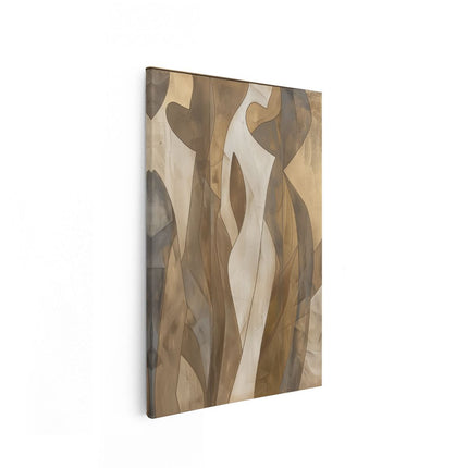 Canvas schilderij vooraanzicht Kunstwerk van een Vrouw in Bruin en Beige