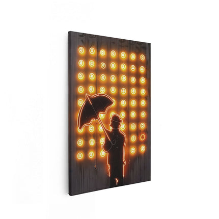 Canvas schilderij vooraanzicht Man met een Paraplu