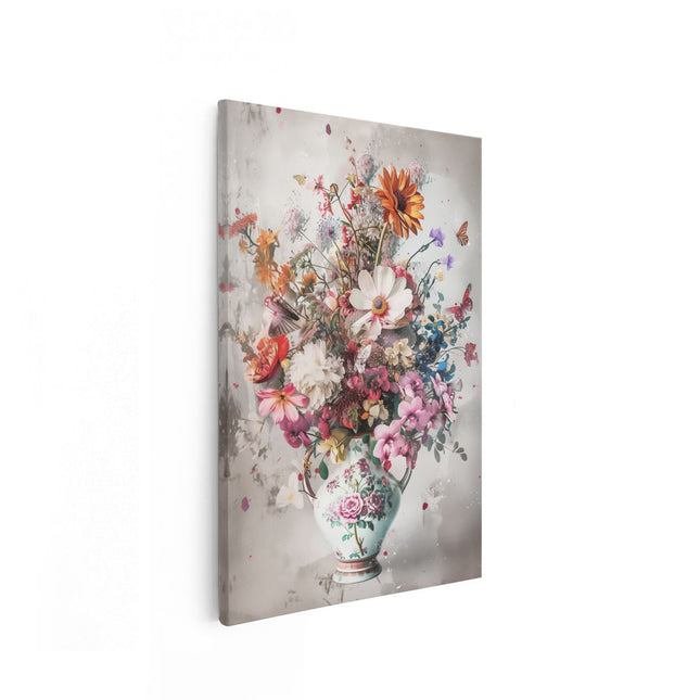 Canvas schilderij vooraanzicht Vaas Vol Bloemen