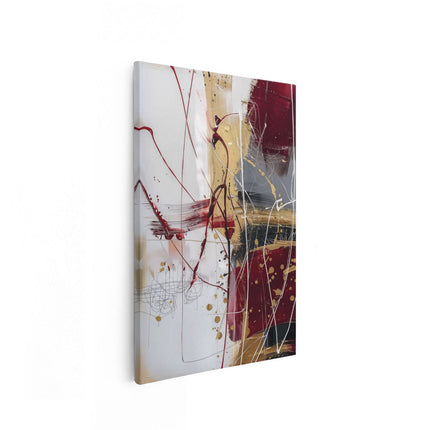 Canvas schilderij vooraanzicht Abstract Kunstwerk met Rood, Goud en Zwart