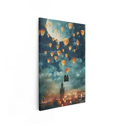 Canvas schilderij vooraanzicht Heteluchtballonnen Vliegen in de Lucht