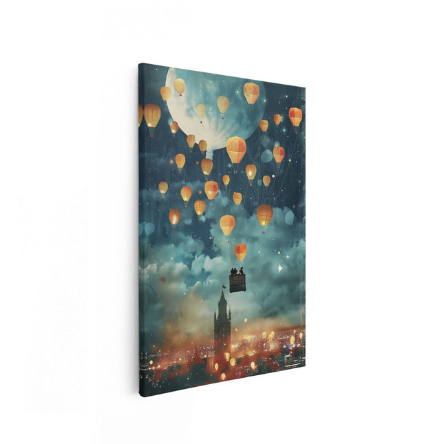 Canvas schilderij vooraanzicht Heteluchtballonnen Vliegen in de Lucht