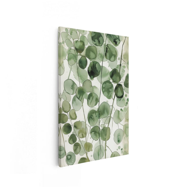 Canvas schilderij vooraanzicht Eucalyptusbladeren op een Witte Achtergrond